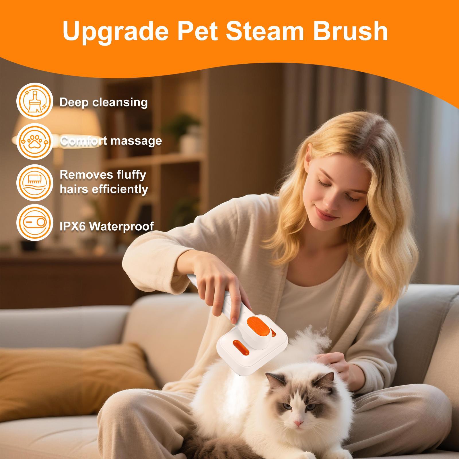 Cat Grooming Brush – Waterproof Steam Deshedding Tool, One-Button Hair Removal Comb for Cats & Dogs, Pet Fur Cleaning & Trimming, PetLovers