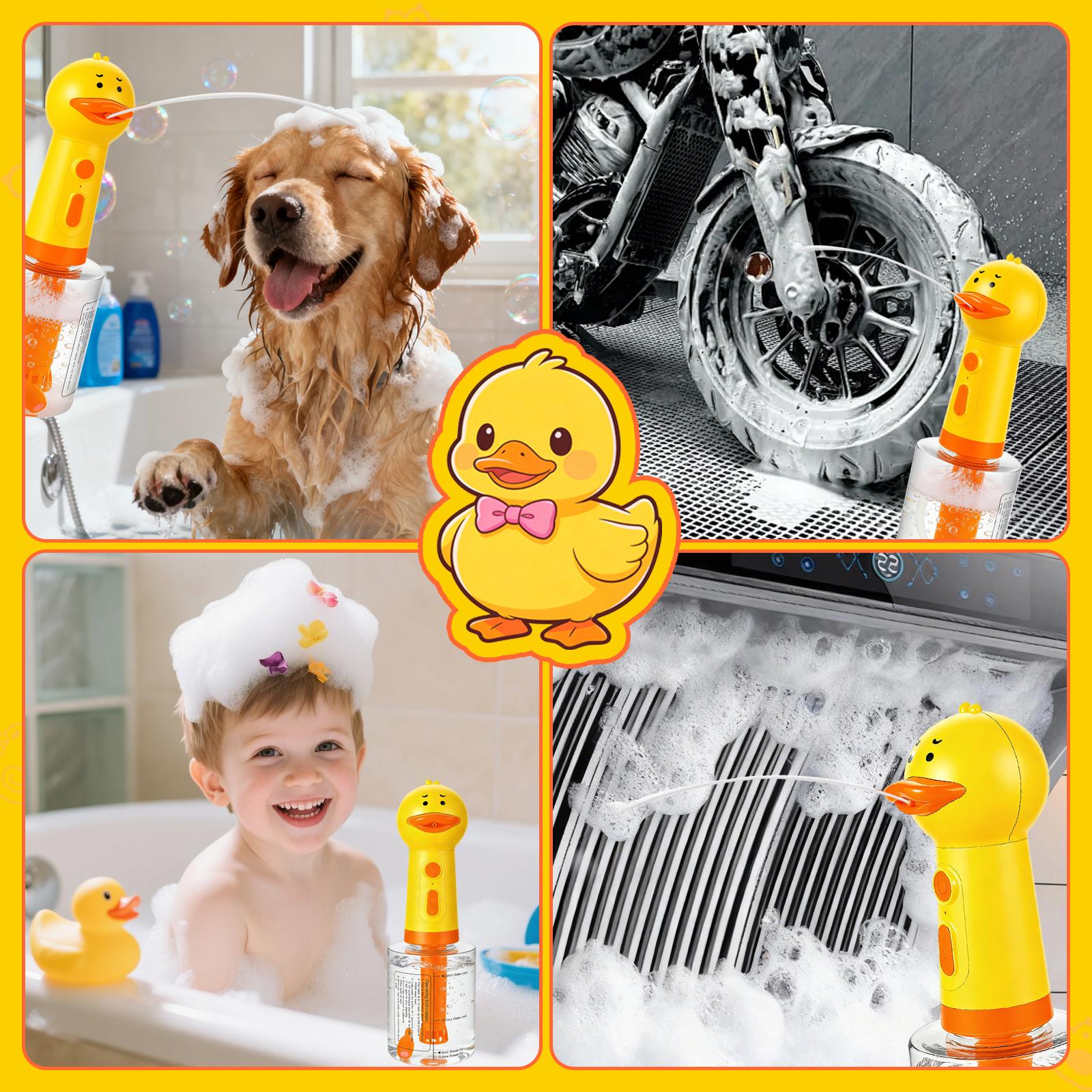 Duck Automatic Foaming Pet Bath Washer – Rechargeable Dog & Cat Shampoo Foam Maker Foaming Soap Dispenser for Bathtub, Kitchen Sink Cleaning